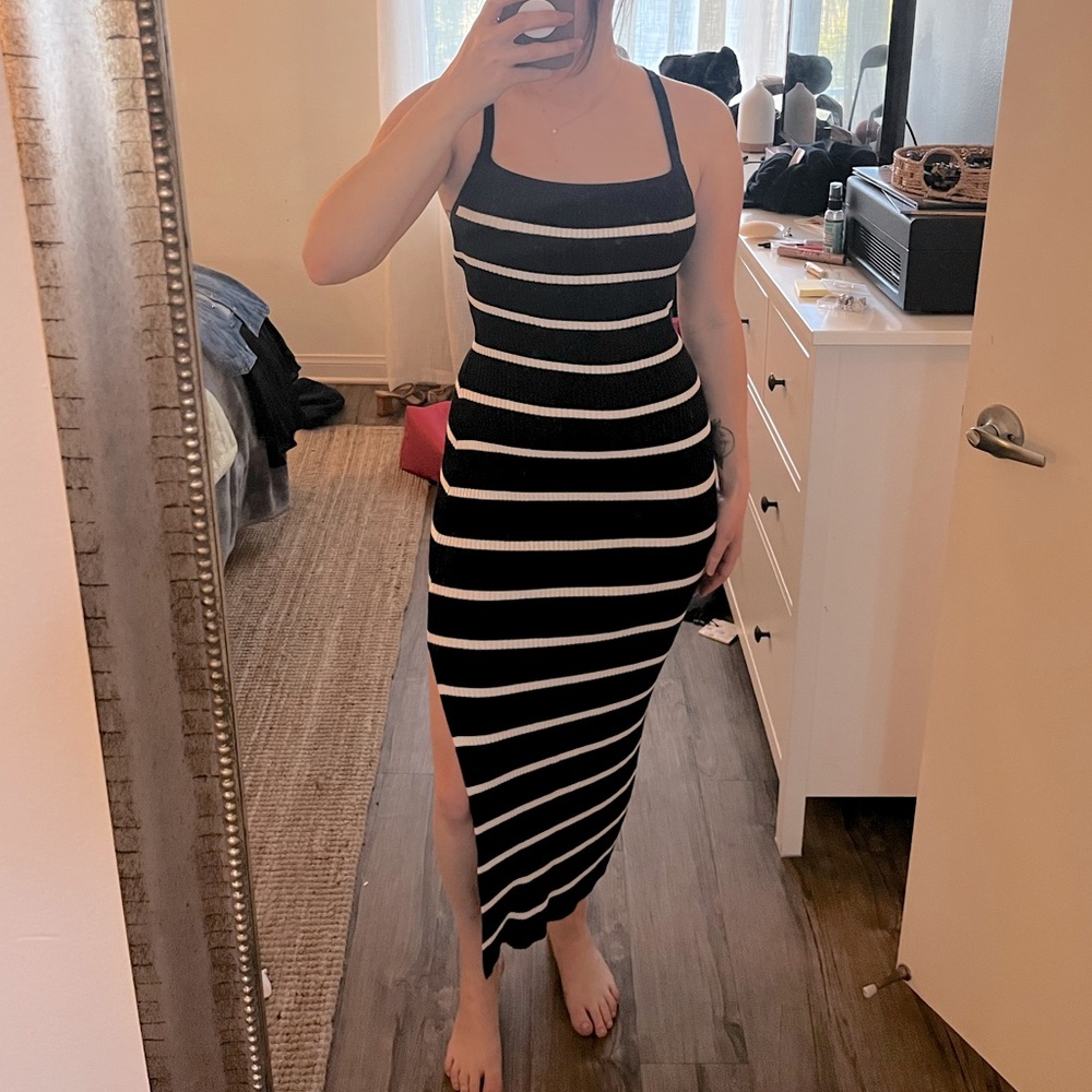 Black Maxi Striped Dress